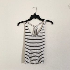 American Eagle white and black striped top